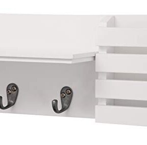 kieragrace KG Sydney Wall Shelf and Mail Holder with 3 Hooks - White, 24" (FN00377-5)