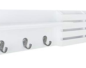 kieragrace KG Sydney Wall Shelf and Mail Holder with 3 Hooks - White, 24" (FN00377-5)