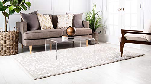 Unique Loom Rushmore Collection Classic Traditional Tone Textured Intricate Design Area Rug, 7 ft x 10 ft, Tan/White