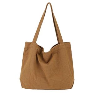 bobilike women shoulder bags canvas tote bag handbag work bags, brown