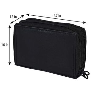 Leatherboss Genuine Leather Rfid Safe Double Zipper Accordion Wallet Organizer For Men Women, Black