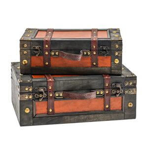 trademark innovations vintage style wood decorative suitcases – (set of 2)