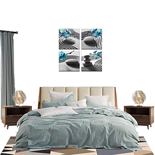 Nachic Wall 4 Piece Bedroom Wall Art Elegant Blue Phalaenopsis Orchids Pictures Massage Stone Canvas Prints Artwork Relaxation Zen Spa Decor for Bathroom Framed Ready to Hang (12"x12"x4)