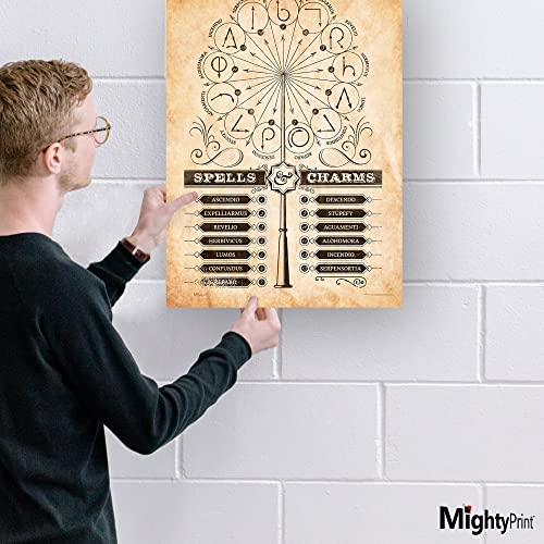 MIGHTYPRINT Harry Potter - Spells and Charms - Wand Patterns - Durable 17” x 24" Wall Art – NOT Made of Paper – Officially Licensed Collectible