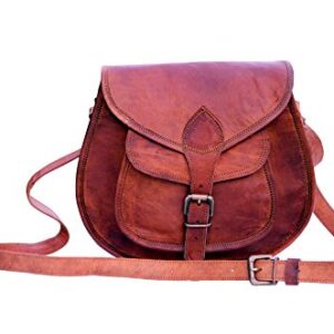 IndianHandoArt 10" Inch Distressed Leather Women's Hippe Leather Purse Crossbody Shoulder Bag Travel Satchel Handbag Ipad Bag.