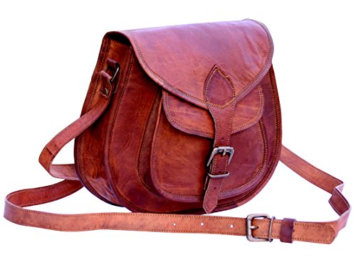 IndianHandoArt 10" Inch Distressed Leather Women's Hippe Leather Purse Crossbody Shoulder Bag Travel Satchel Handbag Ipad Bag.