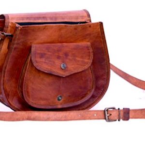 IndianHandoArt 10" Inch Distressed Leather Women's Hippe Leather Purse Crossbody Shoulder Bag Travel Satchel Handbag Ipad Bag.