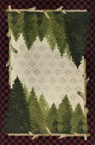 cozy cabin pine plaid forest rug, 30 in x 46