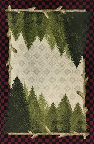 Cozy Cabin Pine Plaid Forest Rug, 30 in x 46