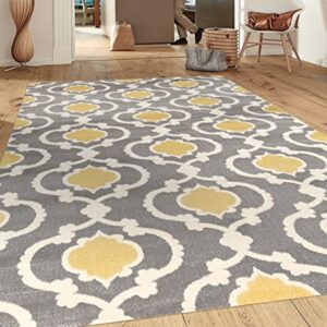 Moroccan Trellis Contemporary Gray/Yellow 7'3" x 10'2" Indoor Area Rug