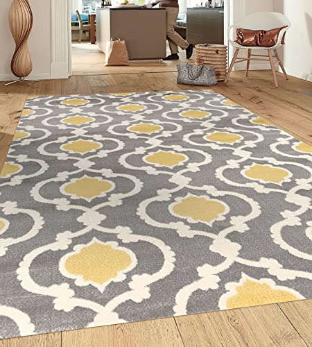 Moroccan Trellis Contemporary Gray/Yellow 7'3" x 10'2" Indoor Area Rug