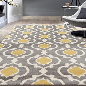 Moroccan Trellis Contemporary Gray/Yellow 7'3" x 10'2" Indoor Area Rug