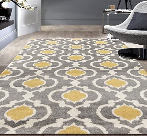 Moroccan Trellis Contemporary Gray/Yellow 7'3" x 10'2" Indoor Area Rug