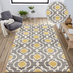 Moroccan Trellis Contemporary Gray/Yellow 7'3" x 10'2" Indoor Area Rug