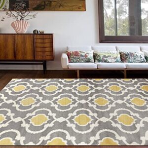 Moroccan Trellis Contemporary Gray/Yellow 7'3" x 10'2" Indoor Area Rug