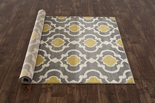 Moroccan Trellis Contemporary Gray/Yellow 7'3" x 10'2" Indoor Area Rug