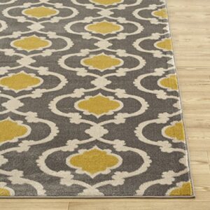 Moroccan Trellis Contemporary Gray/Yellow 7'3" x 10'2" Indoor Area Rug