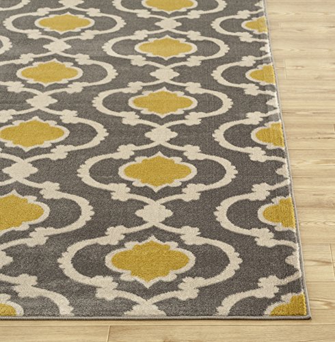 Moroccan Trellis Contemporary Gray/Yellow 7'3" x 10'2" Indoor Area Rug