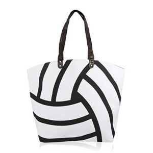 riah fashion sports game team large fabric tote bag – basketball, softball, football, baseball, varsity gym shoulder handbag (volleyball)