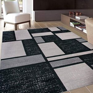rugshop contemporary modern boxes design soft indoor area rug 3’3″ x 5′ gray