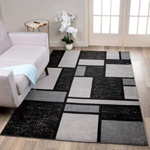 Rugshop Contemporary Modern Boxes Design Soft Indoor Area Rug 3'3" x 5' Gray