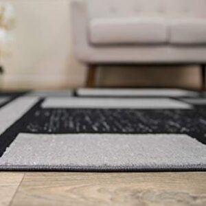 Rugshop Contemporary Modern Boxes Design Soft Indoor Area Rug 3'3" x 5' Gray