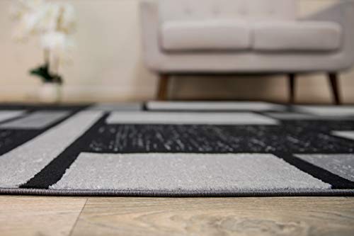 Rugshop Contemporary Modern Boxes Design Soft Indoor Area Rug 3'3" x 5' Gray