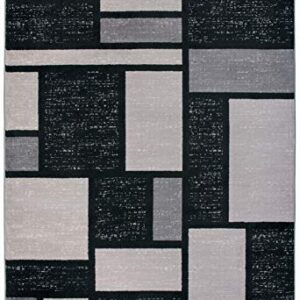 Rugshop Contemporary Modern Boxes Design Soft Indoor Area Rug 3'3" x 5' Gray