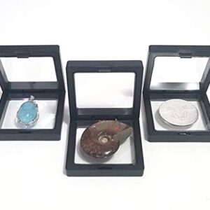 Black Transparent 3D Floating Frame Display Holder/Box/Frames for Challenge Coins, AA Medallions, Antique, Jewelry,Gift, 2.75 x 2.75 x 0.75 Inches (Set of 3 pcs)