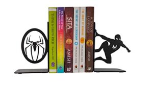 heavenlykraft superhero decorative metal bookend, non skid book end, book stopper for home/office decor/shelves, 5.9 x 3.9 x 3.14 inch per piece, support outside