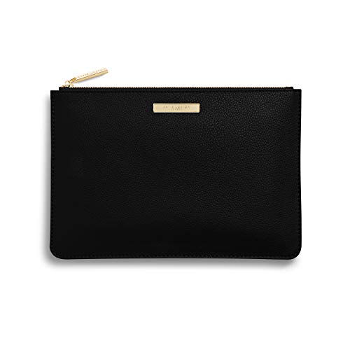 KATIE LOXTON Women's Medium Soft Pebble Vegan Leather Clutch Perfect Pouch Black