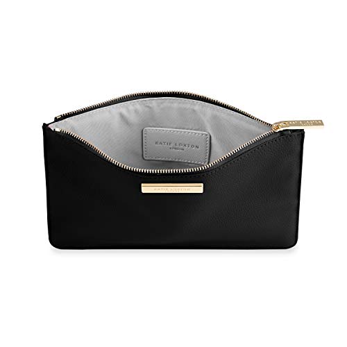 KATIE LOXTON Women's Medium Soft Pebble Vegan Leather Clutch Perfect Pouch Black