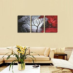 Wieco Art The Cloud Tree Wall Art Oil PaintingS Giclee Landscape Canvas Prints for Home Decorations, 3 Panels
