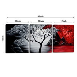 Wieco Art The Cloud Tree Wall Art Oil PaintingS Giclee Landscape Canvas Prints for Home Decorations, 3 Panels