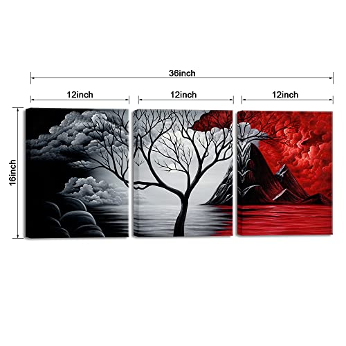 Wieco Art The Cloud Tree Wall Art Oil PaintingS Giclee Landscape Canvas Prints for Home Decorations, 3 Panels