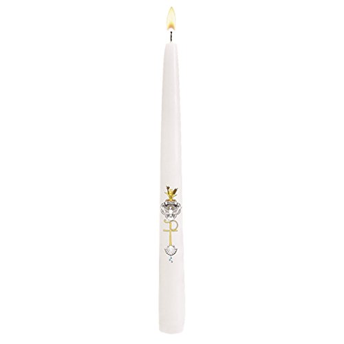 CB Church Supply Hand Decorated 10-Inch Sacramental Taper Candles with Gift Boxes by Will & Baumer, 24-Count, RCIA