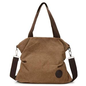 andongnywell women casual canvas cross-body tote retro hobo style large shoulder bag messenger bags travel handbags for school (brown)