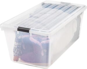 iris usa 91 quart buckle down storage box, 4 pack, clear (585395)