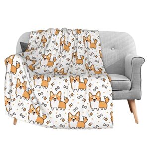 fehuew adorable cute corgi seamless soft throw blanket 40×50 inch lightweight flannel fleece blanket for couch bed sofa travelling camping for kids adults