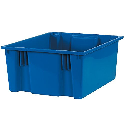 Top Pack Supply Stack & Nest Containers, 20 7/8" x 18 1/4" x 9 7/8", Blue (Pack of 3)