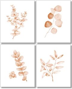 botanical prints wall art – watercolor eucalyptus leaf prints (set of 4) – 8×10 – unframed