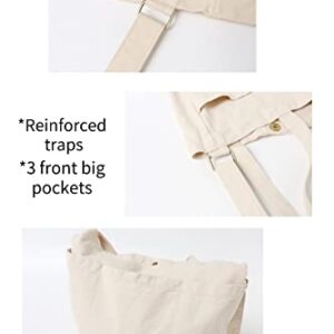 Jeelow Canvas Tote Crossbody Shoulder Bag Handbag Purse With Shoulder Strap For Men & Women (Beige)