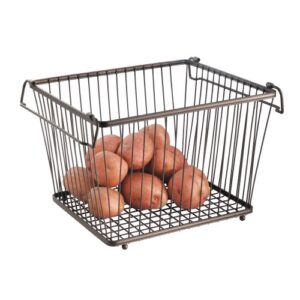 idesign york lyra large wire stackable storage basket with handles – 12″ x 10.5″ x 8.75″, bronze