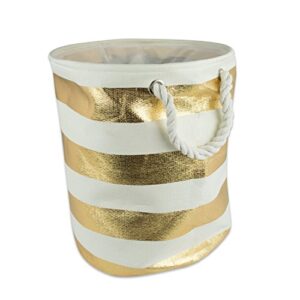 dii collapsible laundry hamper/storage basket, stripe woven paper, gold stripe, large
