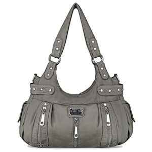 scarleton purses for women large hobo bags washed vegan leather shoulder bag satchel tote top handle handbags, h129224, grey