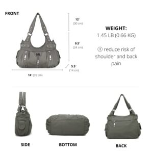 Scarleton Purses for Women Large Hobo Bags Washed Vegan Leather Shoulder Bag Satchel Tote Top Handle Handbags, H129224, Grey