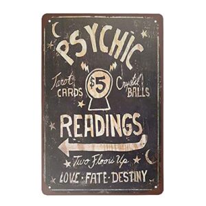 stevenca metal tin sign psychic readings $5 tarot cards crystal balls vintage 8×12 inch wall decor…
