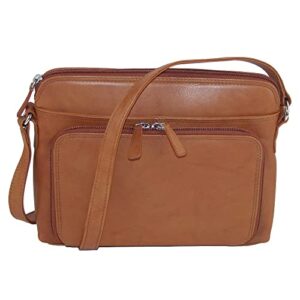 ctm® women’s leather shoulder bag purse with side organizer, antique saddle