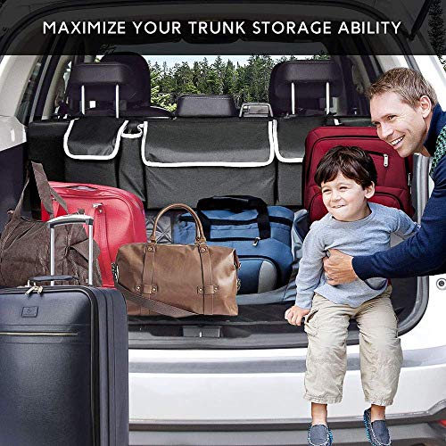 Yecaye Car Organizer, Trunk Organizer, Large Capacity Car Trunk Organizer Storage, Sturdy Space Saver Hanging Car Accessories Interior, Fit Most Car Truck Free Up Floor Area, Black