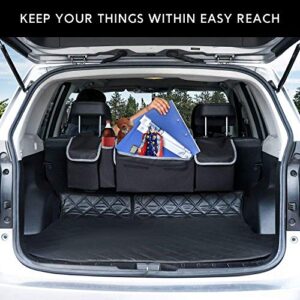 Yecaye Car Organizer, Trunk Organizer, Large Capacity Car Trunk Organizer Storage, Sturdy Space Saver Hanging Car Accessories Interior, Fit Most Car Truck Free Up Floor Area, Black